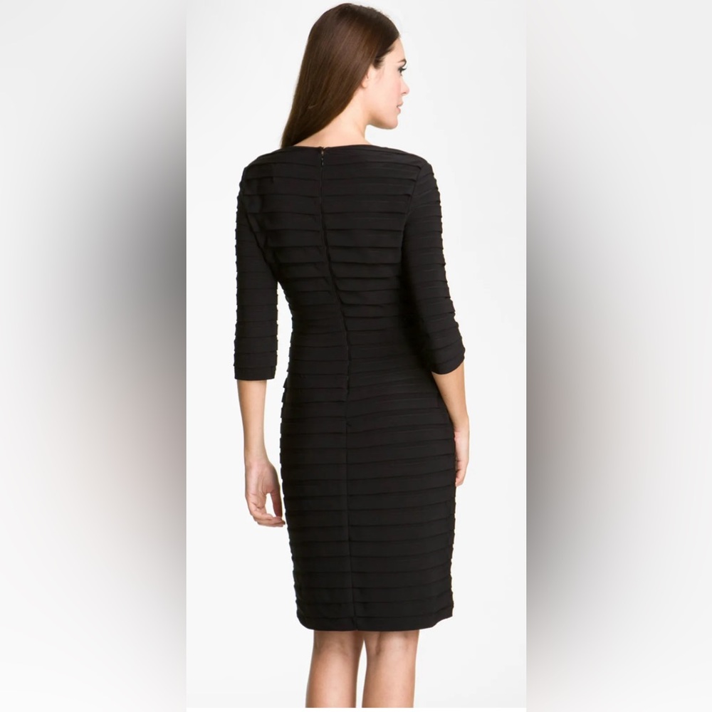 NWT ADRIANNA PAPELL Little Black Bodycon Dress Bandage Ruffled Tiered 0P $100 - Picture 10 of 10